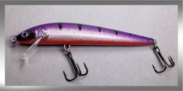 MINNOW B Wobbler, 10 cm, schwimmend, Farbe: GT (Grape Tiger), mit Rasselkammern von Bagley Bait